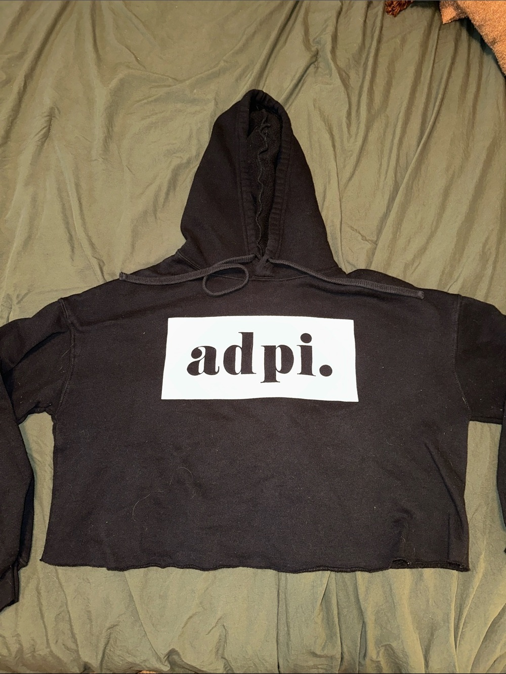 Alpha Delta Pi (Adpi) Black Hoodie with White Tag